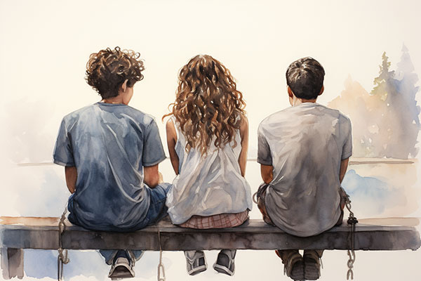 Image of three children on the child and teen counseling page of the Texas Insight Center with Danny Clark, LCSW in Houston TX.