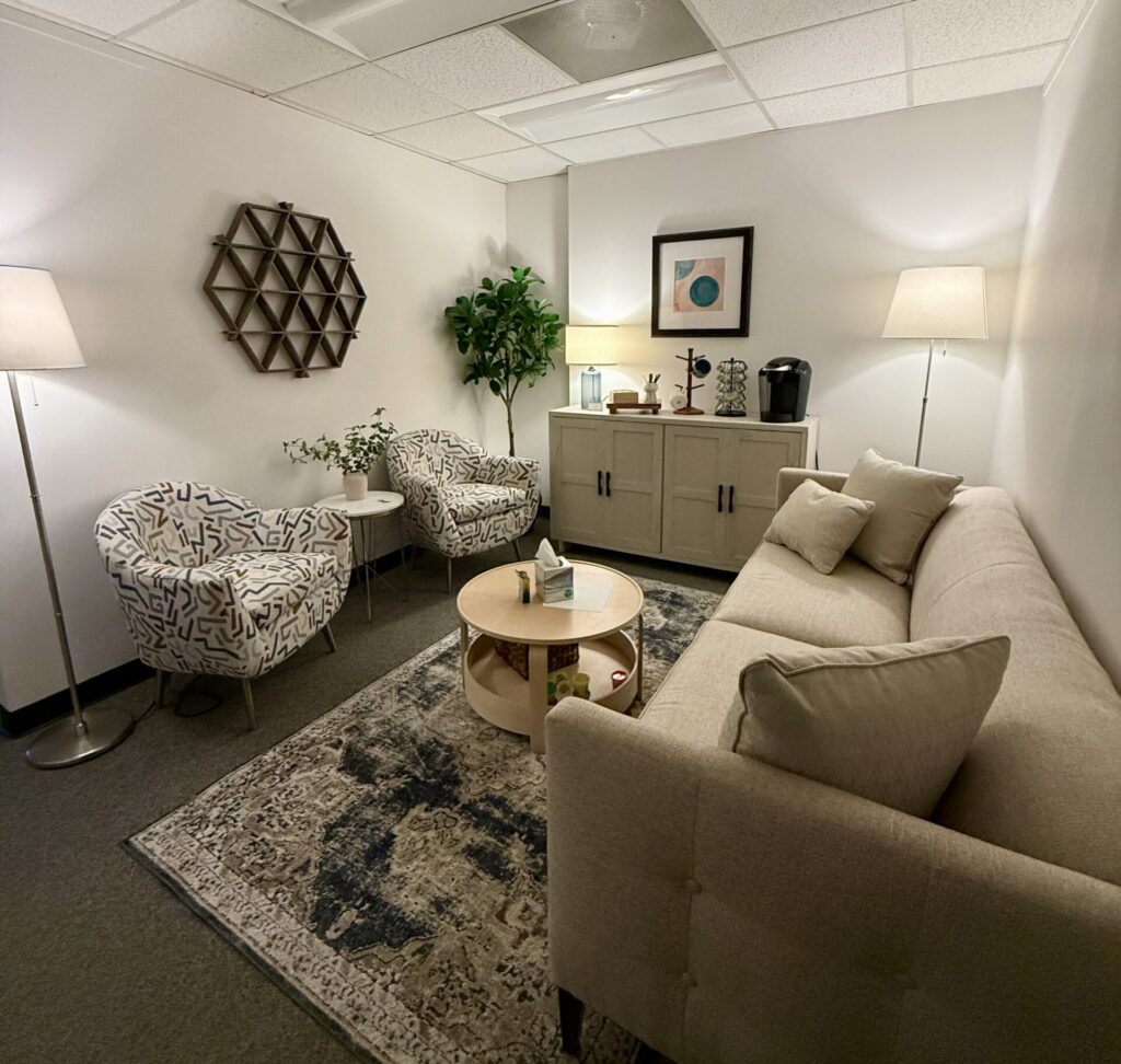 A comfortable, private therapy space at Texas Insight Center in Meyerland, Houston.